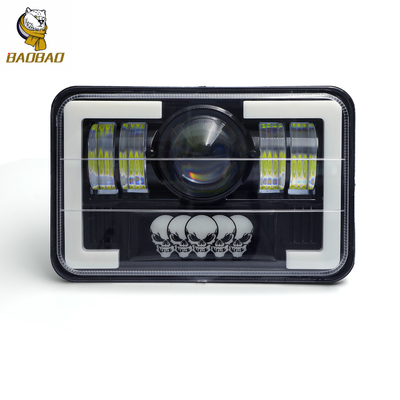 พลาสติกอัลลูมิเนียม 5 นิ้ว กระโหลก ขาวเหลืองรถไฟ LED ไฟหน้า Moto Spotlight