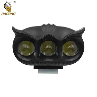 3 LED Owl Style สีดํา อลูมิเนียม Casing มอเตอร์ไซค์ LED HeadLight Spot Lamp