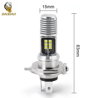 16W ขาวโลหะหลอดไฟ LED ขับรถเล็ก H4 BA20D ไฟหน้าจักรยาน