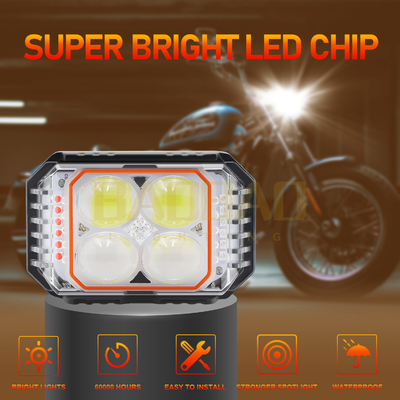 80V 4 กลีบ ขาวเหลือง แสงสว่างหลายสี โมเตอร์ไซค์โลหะ LED Light