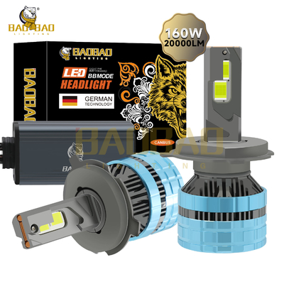H4 160W เหล็กรถไฟฟ้า LED ไฟหน้าหลอดไฟฟ้า S22 ขาว แรงสูงอะไหล่รถยนต์