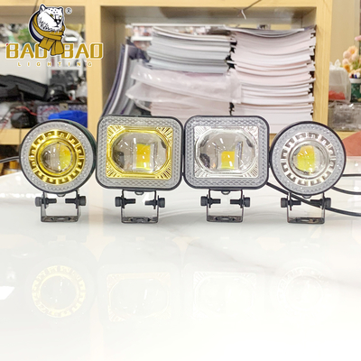 อลูมิเนียม สีขาว สีเหลือง แสงสว่าง 12V 24V ไฟสโปตจักรยานยนต์ RGB แหวน LED ไฟหมอก
