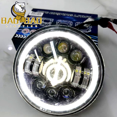 ไฟหน้า LED มอเตอร์ไซค์ 7 นิ้ว สีขาว เหลือง 12V กันน้ำ IP67