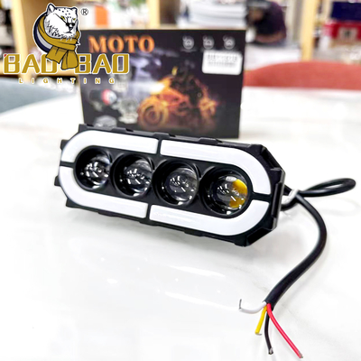 ไฟหมอก LED มอเตอร์ไซค์ 4 เลนส์ สีขาว สีเหลือง อลูมิเนียม